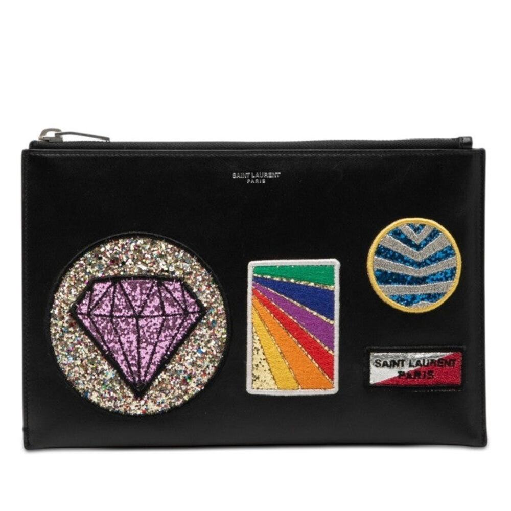 Saint Laurent Glitter Patch Clutch Bag Multicolor